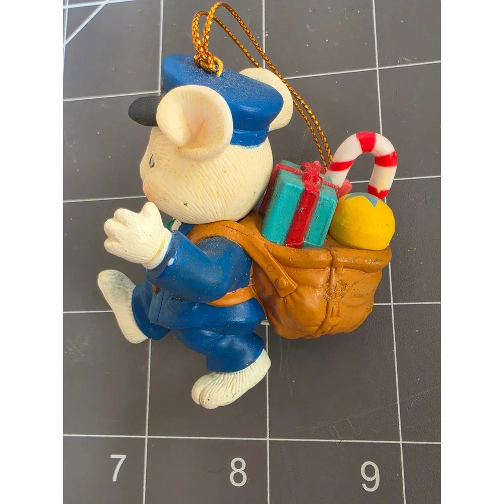 Vintage 1991 Illustre Faire Mouse Mailman Christmas Ornament Heart Candy Cane